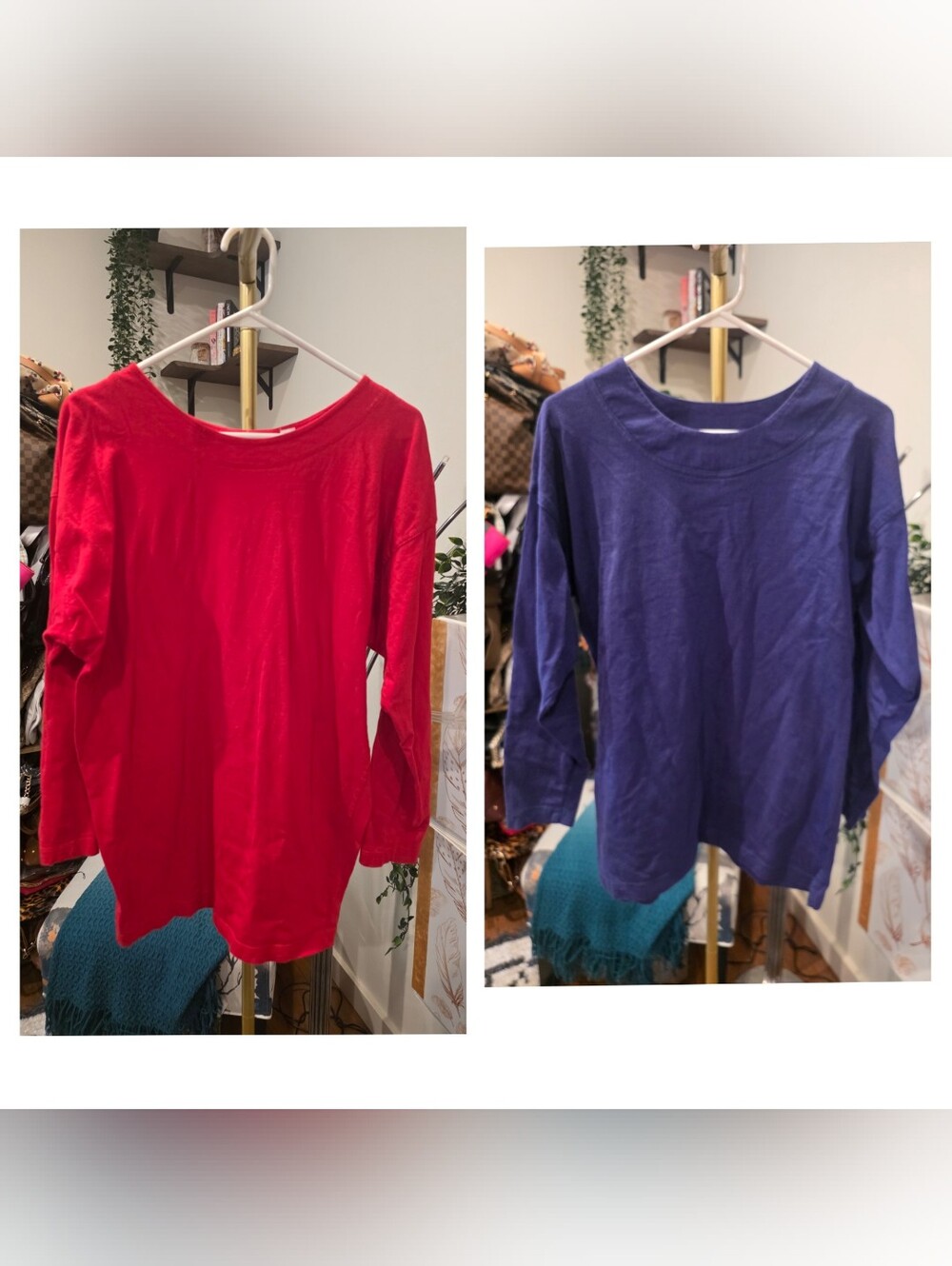 Vintage Classic Long Sleeve Tee - Red and Purple